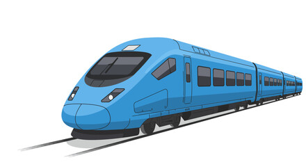 Naklejka premium Blue High-Speed Train Illustration on Tracks Modern Design.