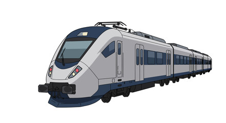 Naklejka premium Modern Electric Passenger Train with Blue and Gray Livery.