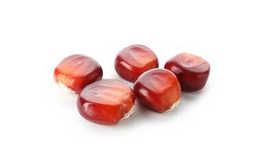 Kernels of red corn isolated on white