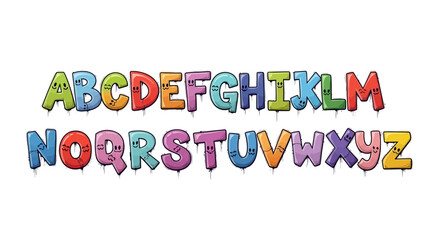Animated Colorful Alphabet Letters with Dripping Paint, Expressive Characters and Funky Font