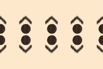 Ethnic ikat traditional motif fabric pattern geometric style.Ikat embroidery Ethnic oriental pattern white cream brown background wallpaper. Abstract,vector.Texture,decorative
