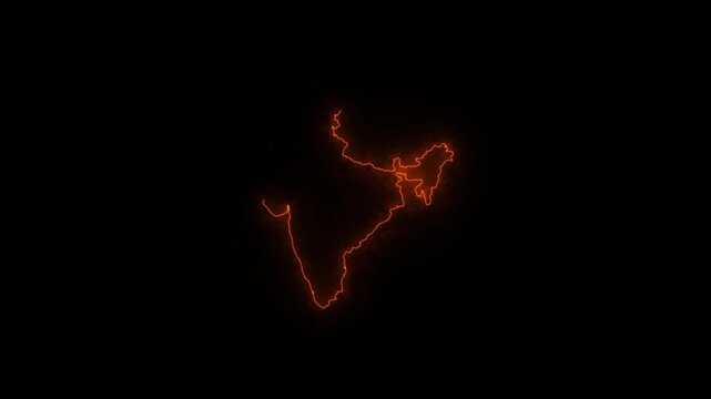 Animated map of india showing geographic features and regions