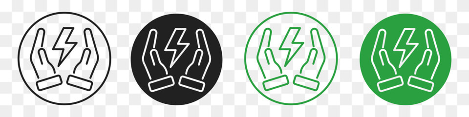 Fototapeta premium hand hold lightning line icon set