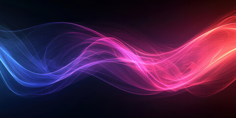 Fototapeta premium Abstract flowing light waves in vibrant pink, blue and red tones