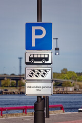 European Parking Sign for Buses with Diagonal Position and Maximum Length 12m