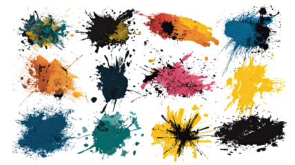 Abstract ink splatter shape created as creative vector illustration with irregular drops and artistic paint stains on white background
