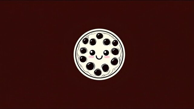 Animated illustration of a smiling boba tea character on a brown background