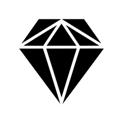 Diamond shape crystal silhouette sparkling gemstone symbol vector clean elegant design with white background
