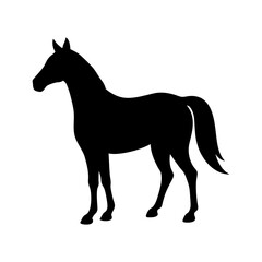 Horse standing still silhouette calm animal figure equestrian vector clean minimal design with white background