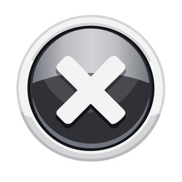 Grey Circular Button with White Cross Symbol Denoting Rejection or Closing Option