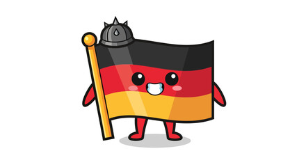 Fototapeta premium Cheerful german flag character with a cute expression and traditional helmet