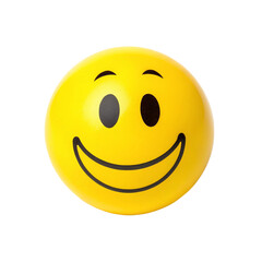 Fototapeta premium Yellow smiley face stress ball isolated on transparent background