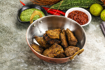 Grilled beef barbecue with spises