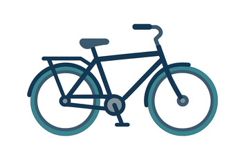 Stylized blue bicycle with luggage rack for urban commuting and healthy lifestyle