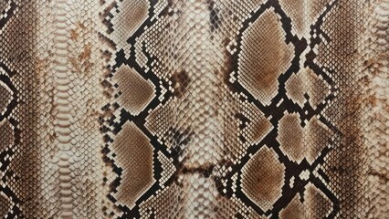 Detailed snake skin pattern with brown and black markings, close-up view.