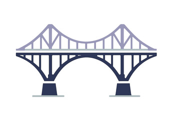 Architectural icon of a modern suspension bridge with prominent arched supports