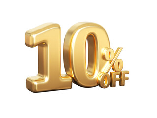 Golden 10% Off 3D Discount Text – Luxury Sale Promotion Icon