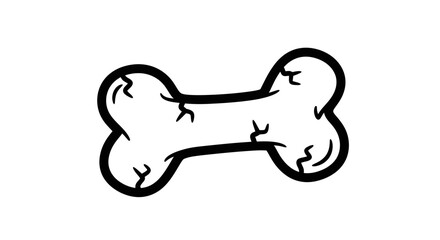 A Simple Cartoon Bone Illustration with Bold Outline and White Background