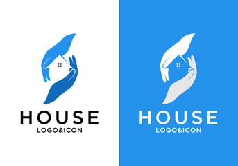 house and hand logo icon vector design