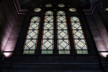 stained glass window in the railway station of Strasbourg in France