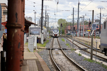 a train arriving at the main railway station in Strasbourg in France