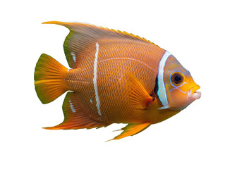 Isolated golden angelfish on display, a colorful tropical marine fish native to the Pacific Ocean © Thaddeus