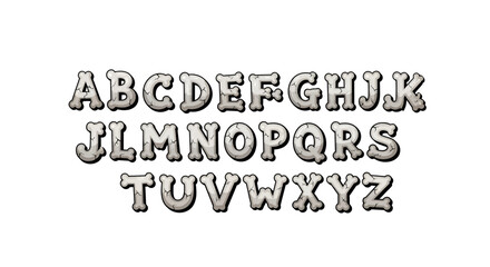 Spooky bone alphabet illustration for halloween themed design projects and compositions