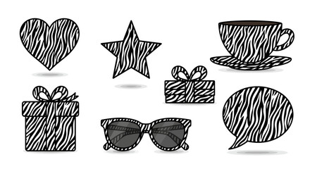 Striking zebra pattern vector graphics featuring diverse shapes and appealing design elements