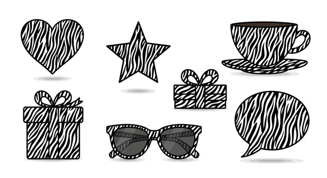 Striking zebra pattern vector graphics featuring diverse shapes and appealing design elements