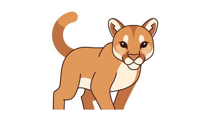 Obraz premium Stylized cougar illustration with clean lines and soft color palette for children's design