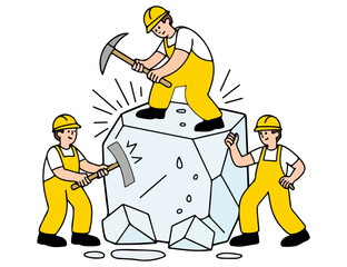 Vector illustration of Worker People Cartoon Cratchers Hand-drawn Clipart, Isolated on White Background