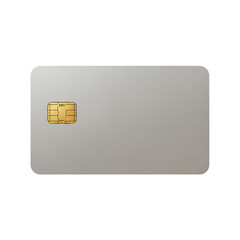 Blank silver credit card with gold chip isolated on transparent background