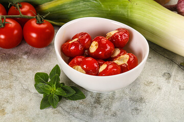 Sweet piquant cherry pepper stuffed cheese