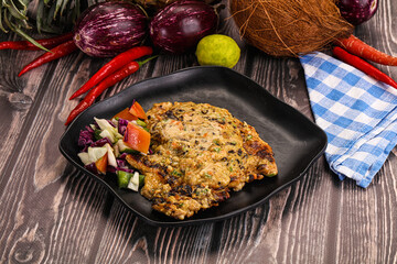 Tasty chicken steak with vegetables