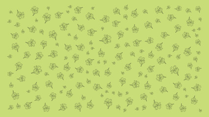 Seamless Hand-Drawn Floral Pattern on Lime Green Background