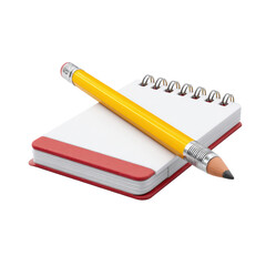 Pencil and Spiral Notebook on Transparent Background