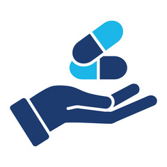 Medication Icon In Blue Monochrome Flat Design, Vector Illustration 