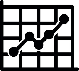 Vector black line graph with grid showing an upward trend on a transparent background