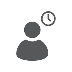 Service time sign. Waiting line sign . Man with a watch, vector.