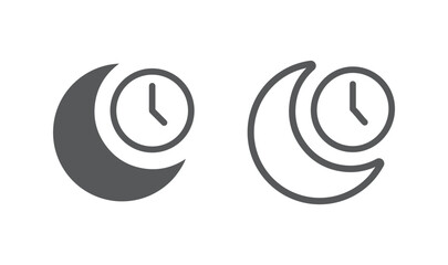Moon With Clock, vector, icon.