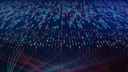 Neural Network Big Data Flow Visualization, Binary Code Matrix, AI Machine Learning Abstract Background, Quantum Computing, Cyber Security, Futuristic Technology Artificial Intelligence Digital Grid - Powered by Adobe