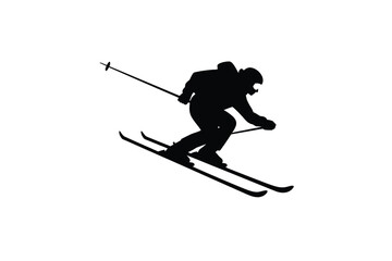 Fototapeta premium Dynamic silhouette of a skier in action capturing the thrill of winter sports