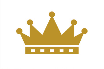 Golden flat vector crown icon illustration, royal symbol design with transparent background, luxury emblem, majestic heritage, monarchy and leadership concept, classic king crown silhouette