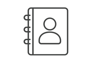 Address book icon with thin line design, phone contact list vector illustration, transparent background, organized contact organizer, folder with user profile symbol