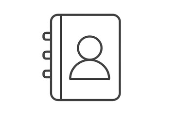 Address book icon vector, thin line phone contact list illustration, personal organizer, user profile symbol, transparent background, digital contact directory design