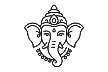 Ganesha head vector line icon. Hindu god of new beginnings, success, wisdom. Ganapati simple outline logo for Ganesh Chaturthi. Indian religious spiritual symbol illustration.