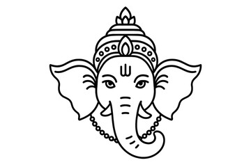 Ganesha head thin line art vector icon. Hindu god of new beginnings, success, and wisdom. Indian deity and remover of obstacles. Ganapati spiritual symbol for prosperity.