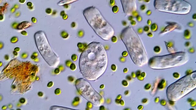 Protozoa life, microscopic view 200x magnification 