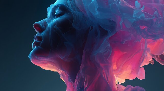 Ethereal Portrait with Flowing Colors and Dreamy Light Effects