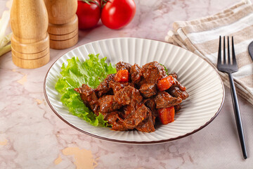 Hungarian goulash with beef meat